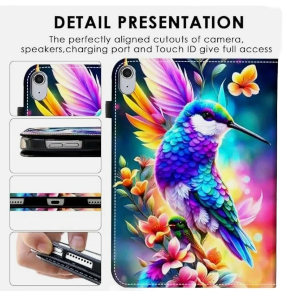 iPad (A16) 11th Generation Case, iPad 10th Generation Case Flowers Hummingbird